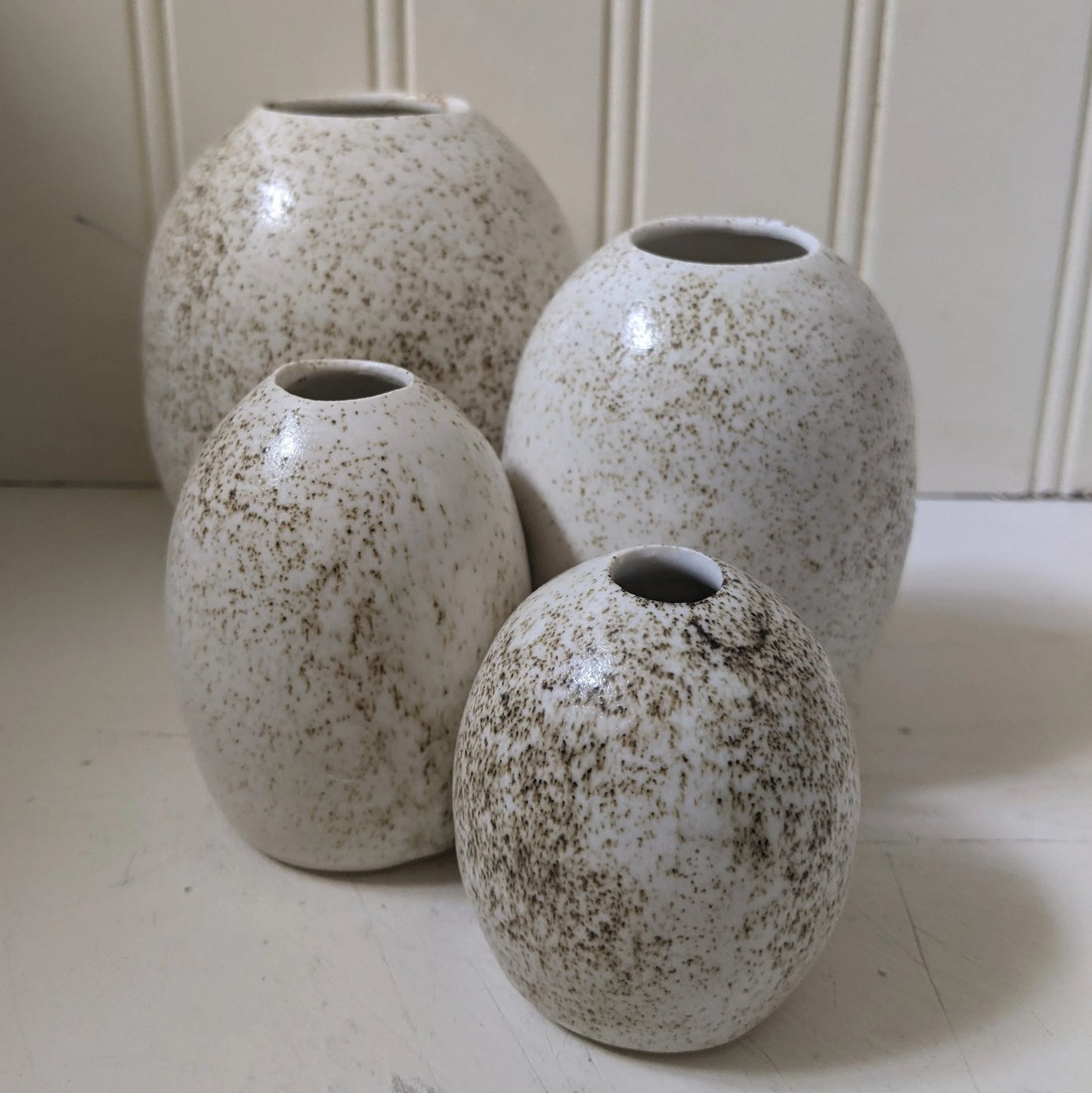 Bird Egg Vases- Speckled White
