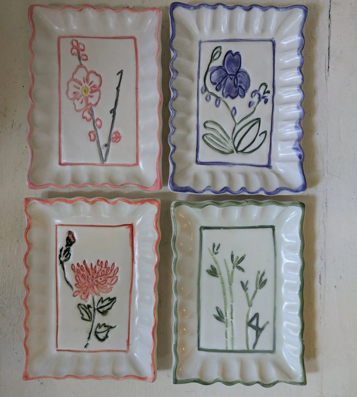 Mahjong Flower Snack Plates
