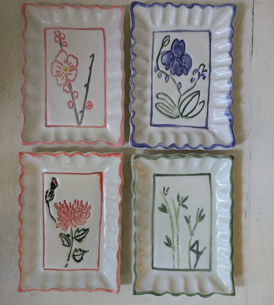 Mahjong Flower Snack Plates